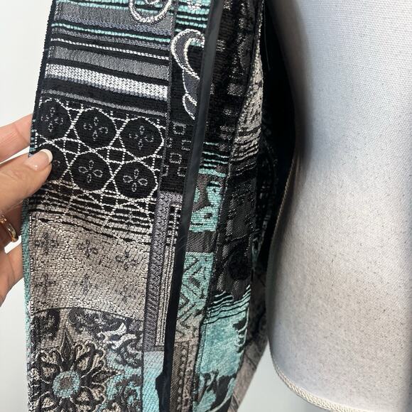 Dressbarn Open Front Blazer Jacket Plus size 18 20 Blue Silver Black Tapestry - Picture 7 of 10